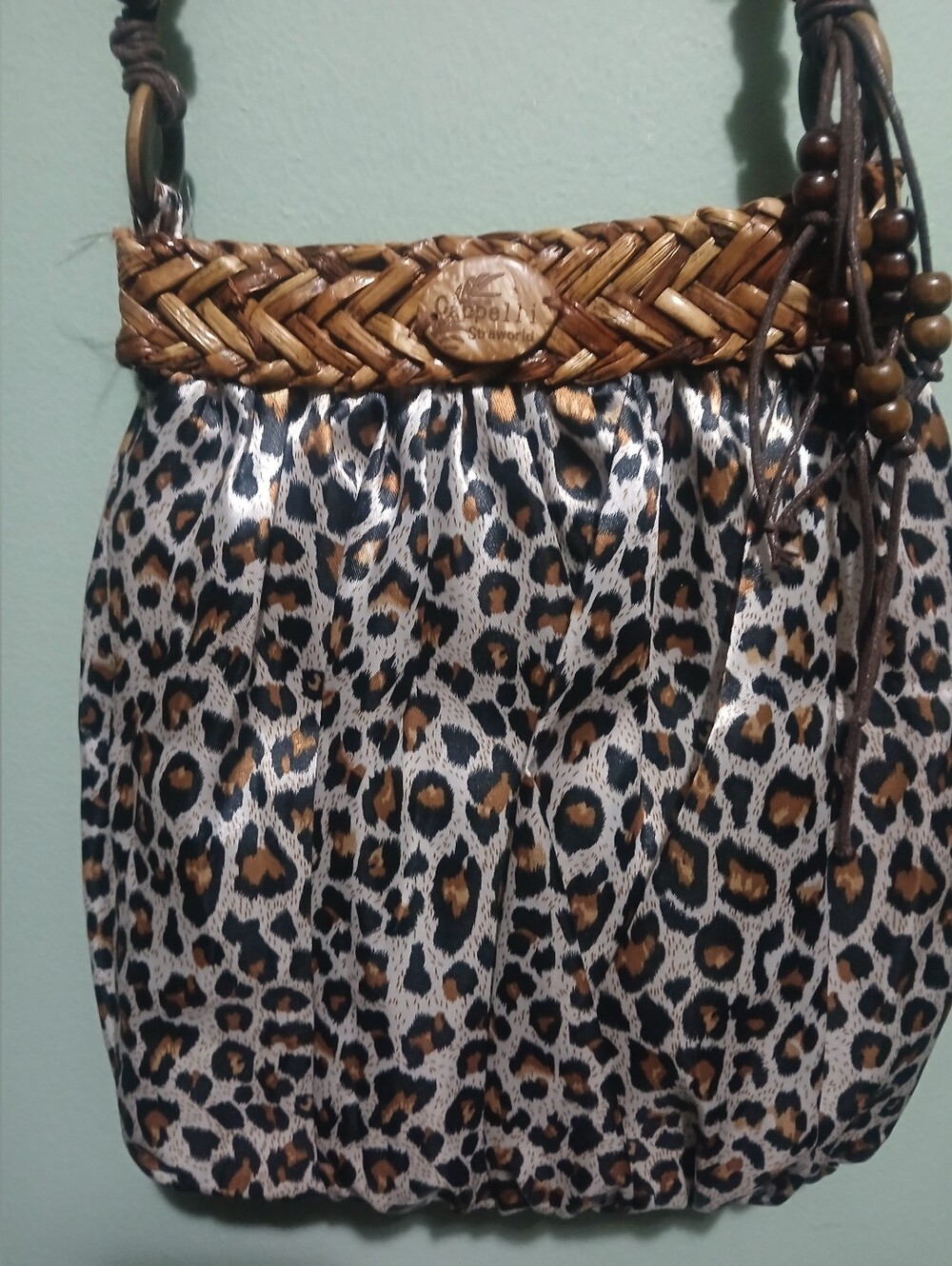 Vtg Capelli Satin And Straw Crossbody